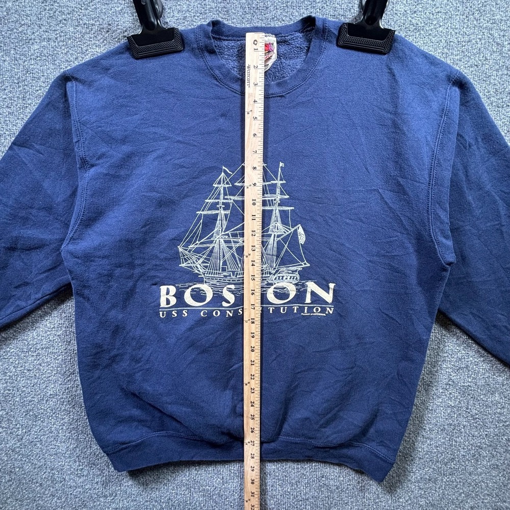 Vintage Fruit of the Loom Sweatshirt Mens 2XL Navy Boston USS Constitution 90s - Picture 3 of 10